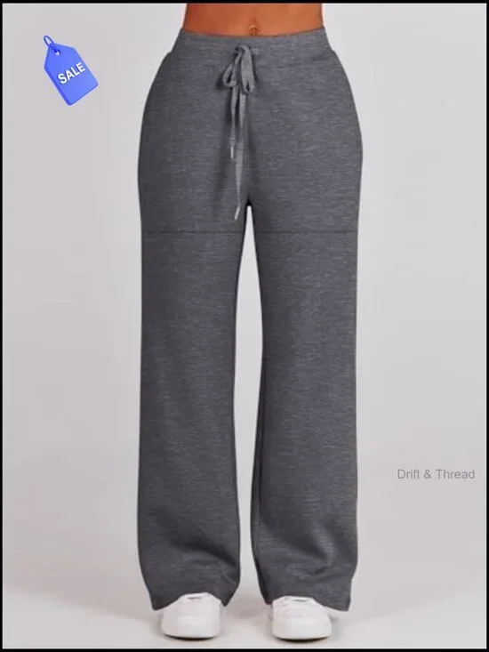 Loose Fit Sweatsuit Set with Wide Leg Pants for Lounge Travel Active Wear - Picture 6 of 7